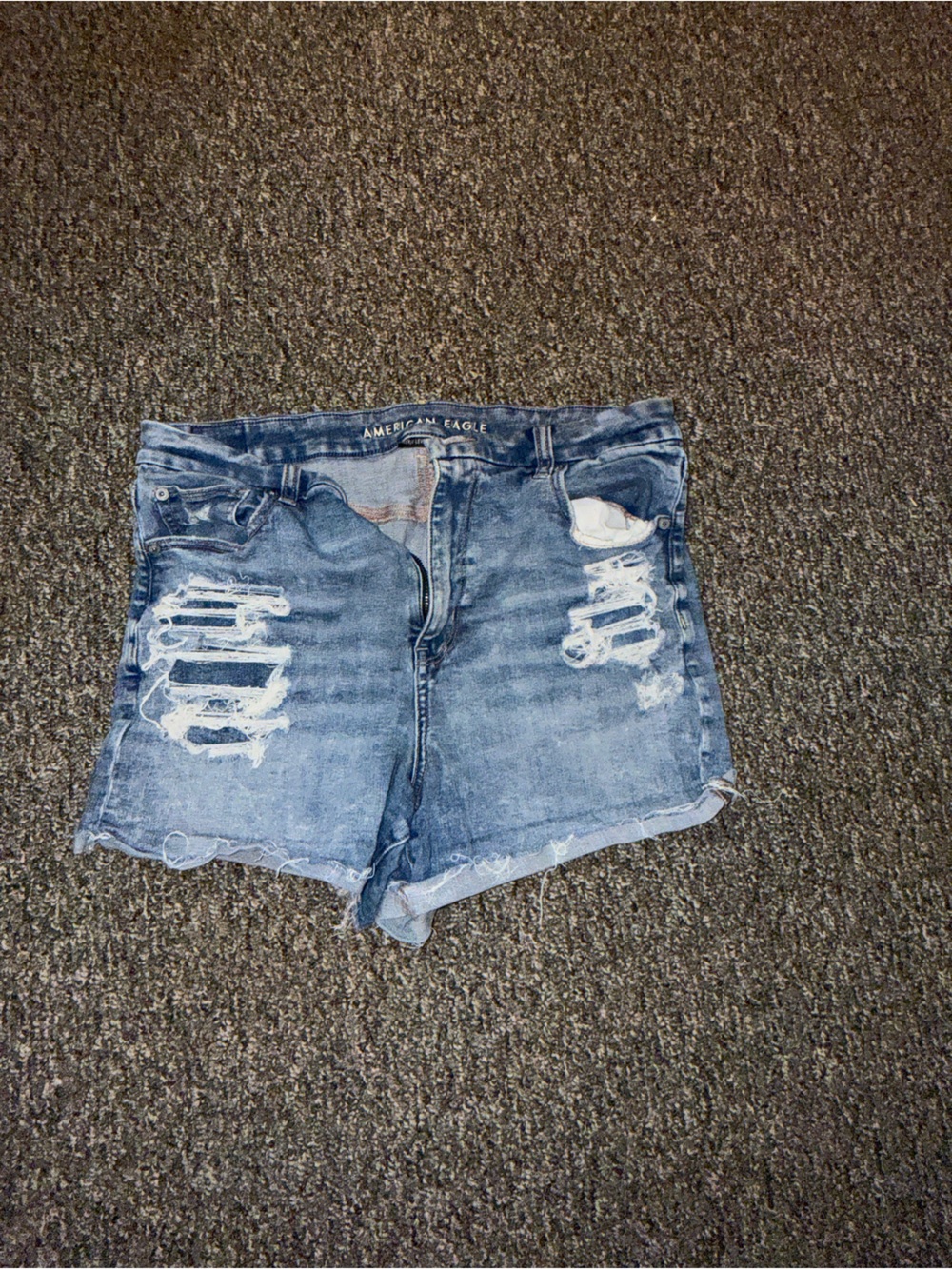 American Eagle Outfitters Distressed Medium Blue Denim Cutoff Shorts